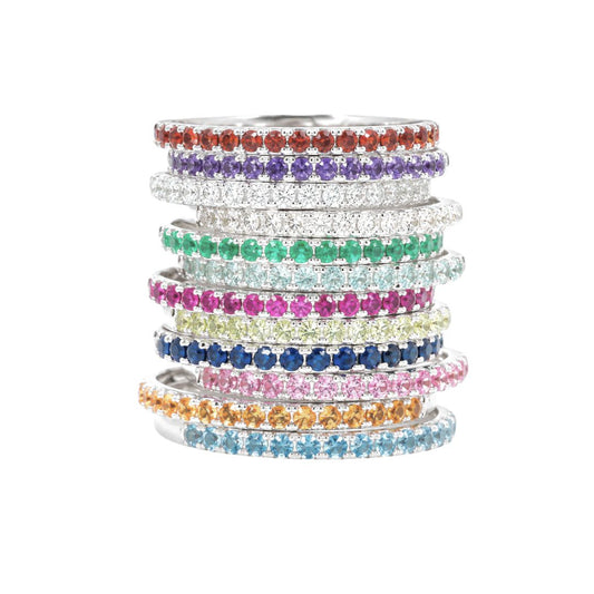 White Gold Round Alexandrite Stacking Band
