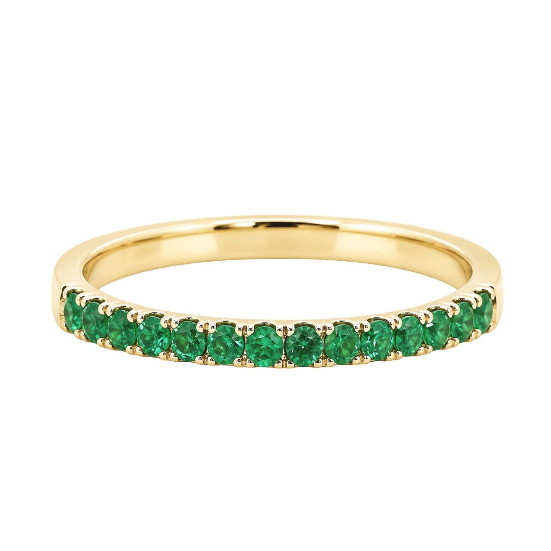 Yellow Gold Round Emerald Stacking Band