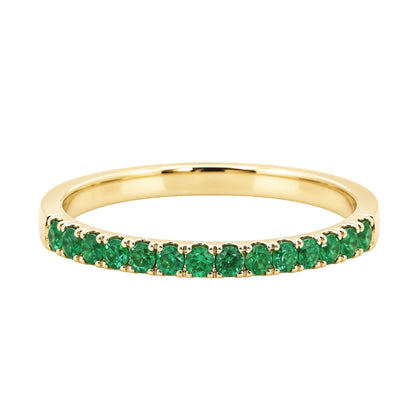 Yellow Gold Round Emerald Stacking Band