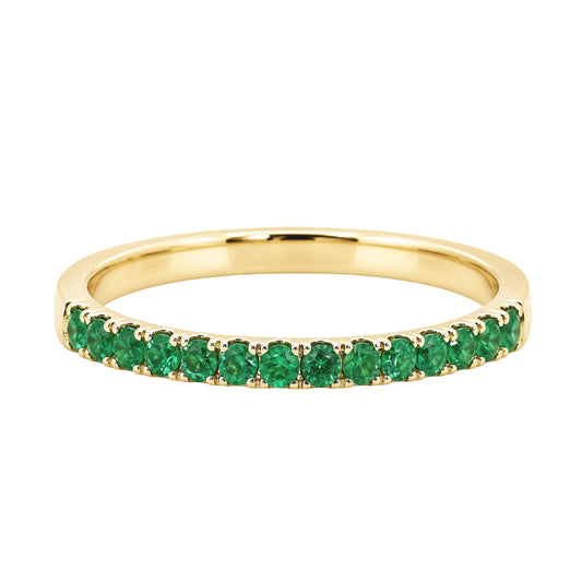 Yellow Gold Round Emerald Stacking Band