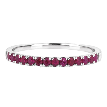 White Gold Round Ruby Stacking Band