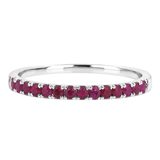 White Gold Round Ruby Stacking Band