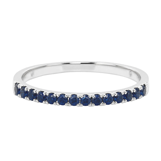 White Gold Round Sapphire Stacking Band