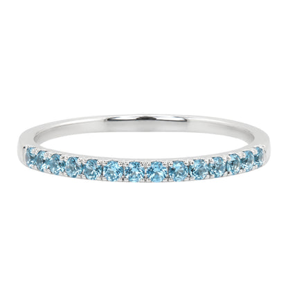 White Gold Round Aqua Stacking Band