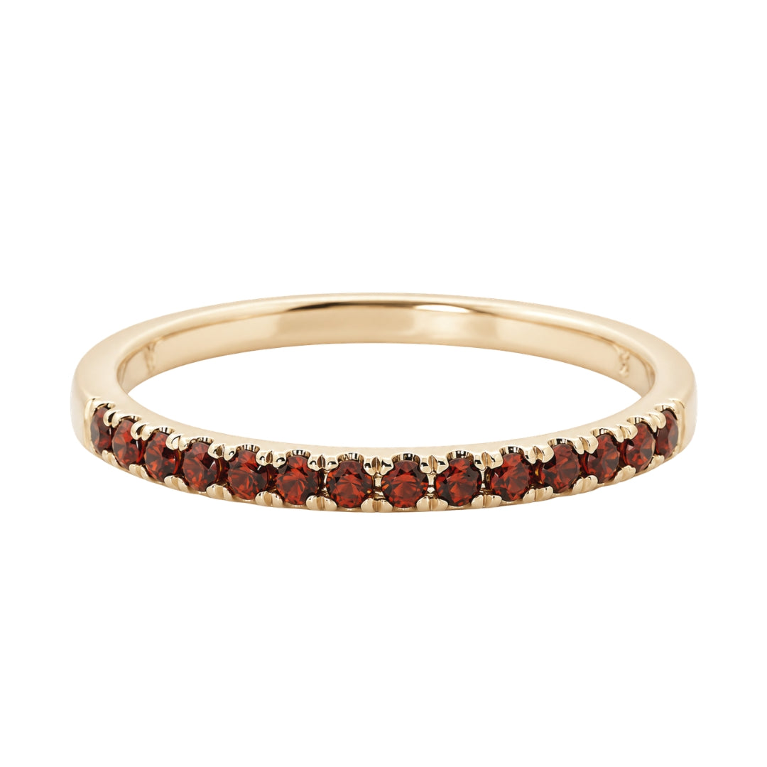 Yellow Gold Round Garnet Stacking Band