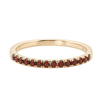 Yellow Gold Round Garnet Stacking Band