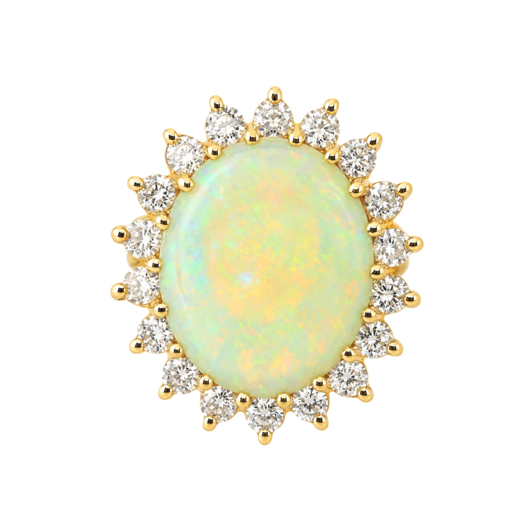 Yellow Gold Oval Opal Cocktail Ring