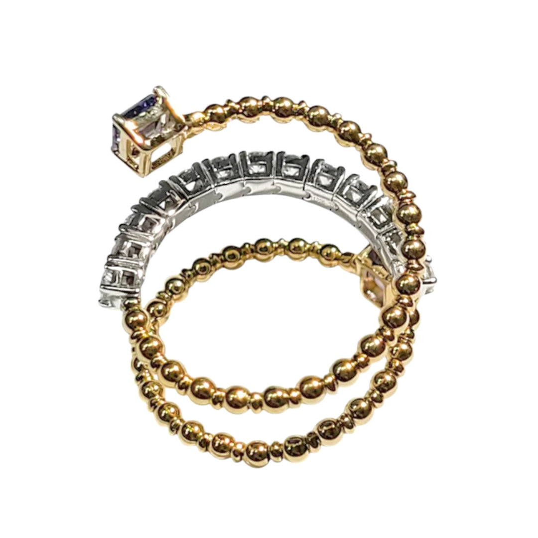 Two Tone Sapphire and Diamond Spiral Ring