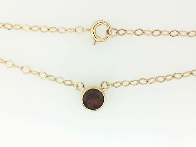 Vintage Bezel Set Red Garnet Necklace