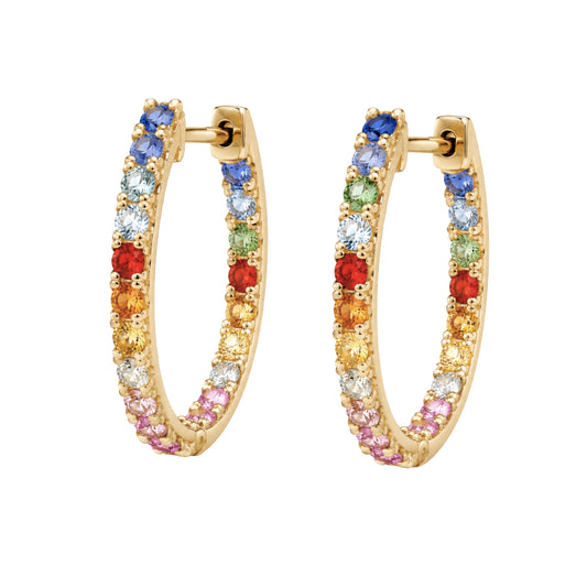 Yellow Gold Fancy Color Sapphire Inside Out Hoops