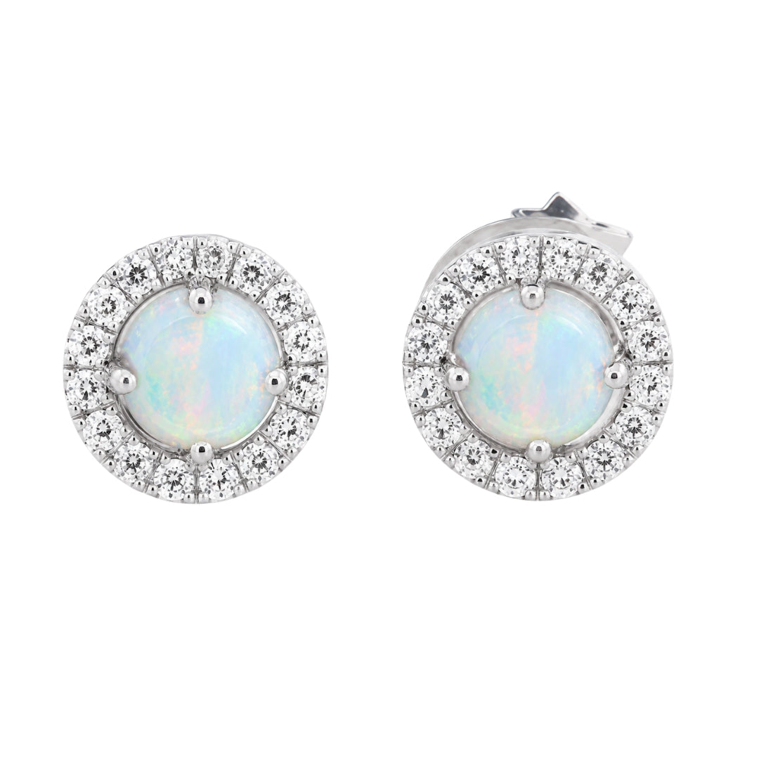 October Birthstone Opal and Diamond Earrings
