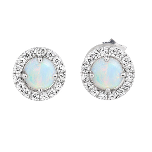 October Birthstone Opal and Diamond Earrings