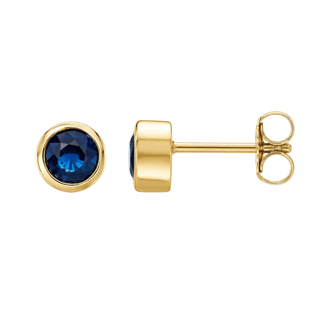 Yellow Gold Sapphire Bezel Studs