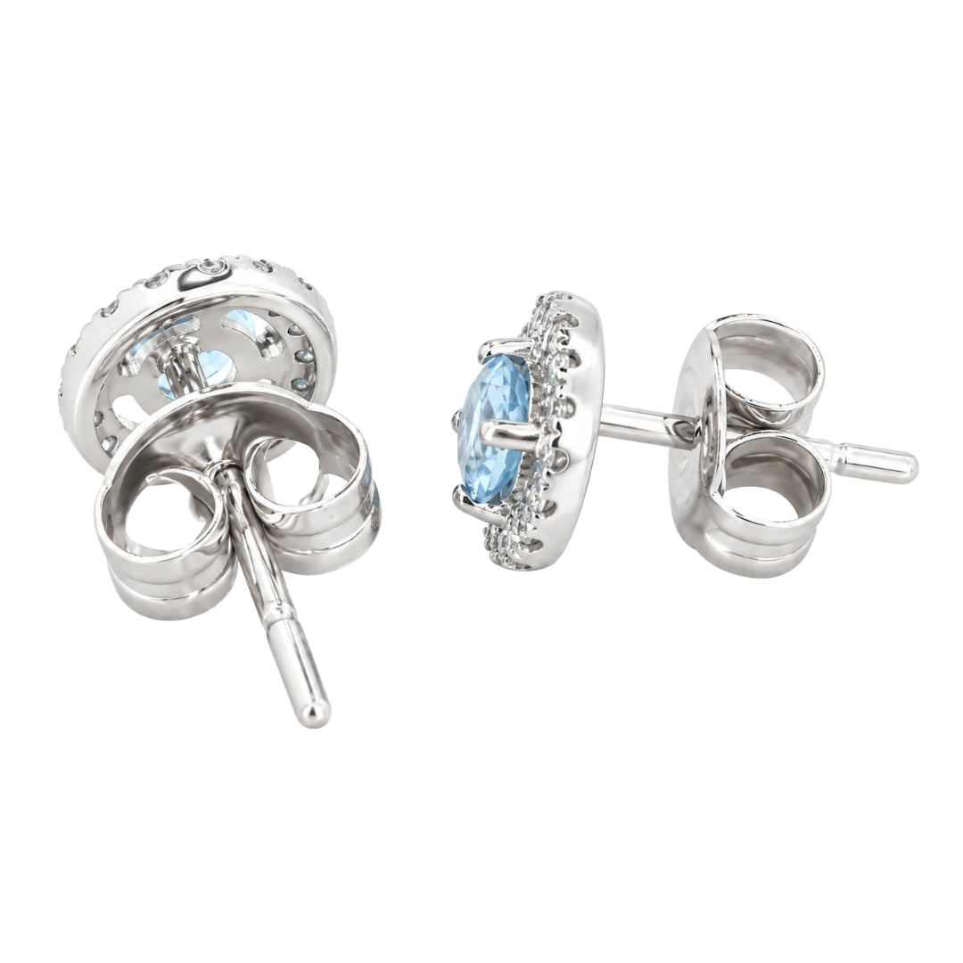December Birthstone Blue Topaz and Diamond Studs