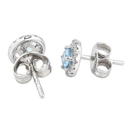 December Birthstone Blue Topaz and Diamond Studs
