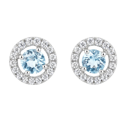 December Birthstone Blue Topaz and Diamond Studs
