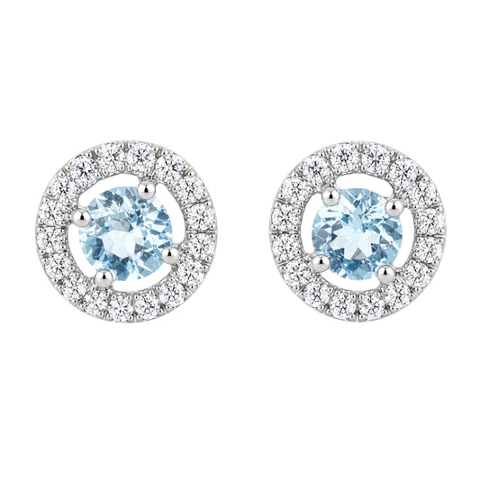 December Birthstone Blue Topaz and Diamond Studs