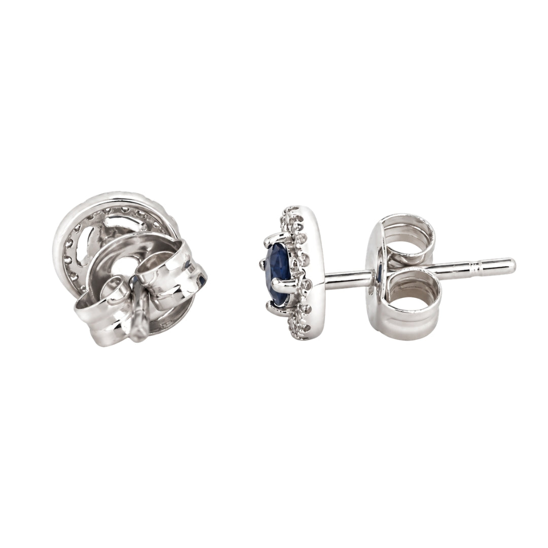 September Birthstone Sapphire and Diamond Studs