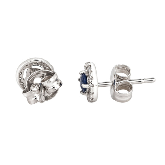 September Birthstone Sapphire and Diamond Studs