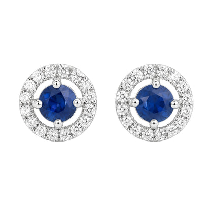 September Birthstone Sapphire and Diamond Studs