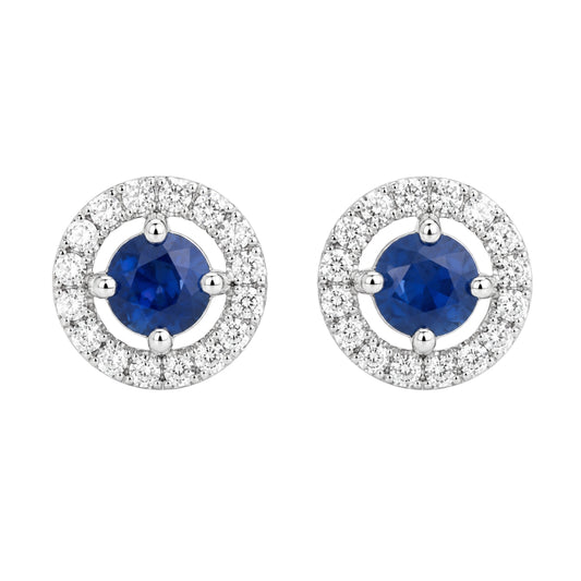 September Birthstone Sapphire and Diamond Studs
