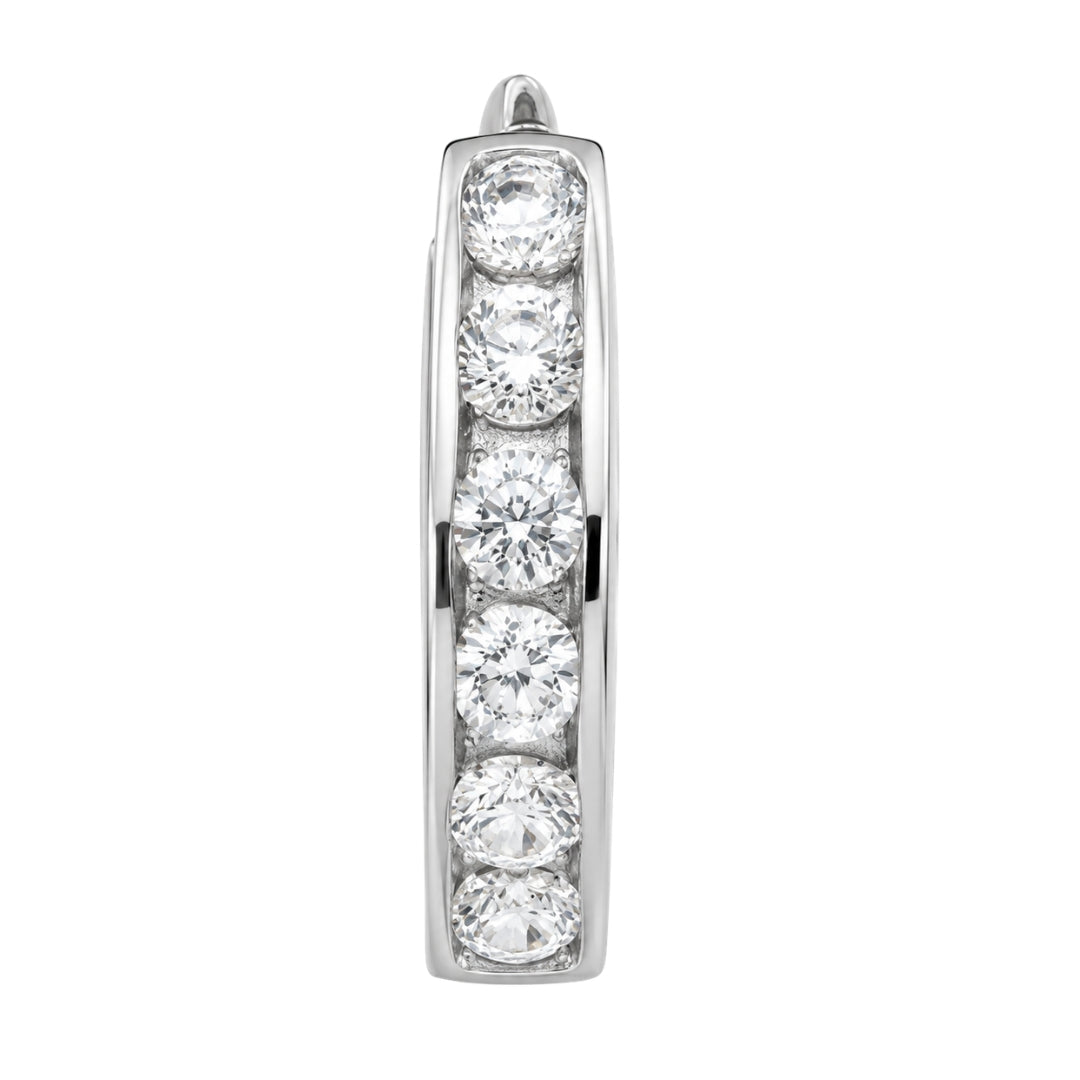 1/2 Pair White Gold Cz Huggy Earring