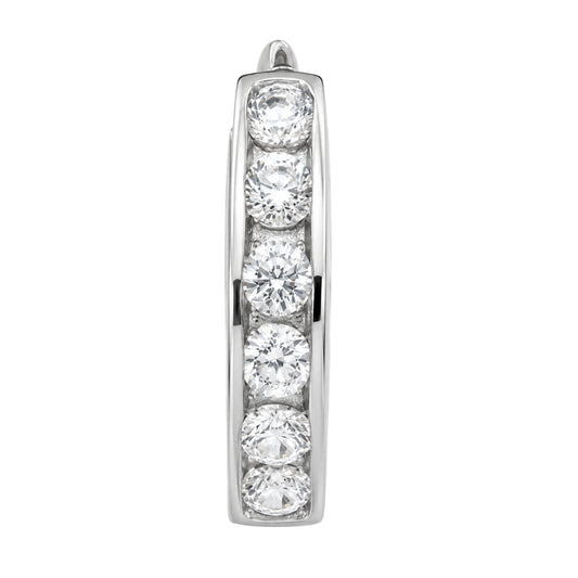 1/2 Pair White Gold Cz Huggy Earring