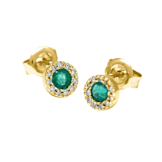 Yellow Gold Green Stone Earrings