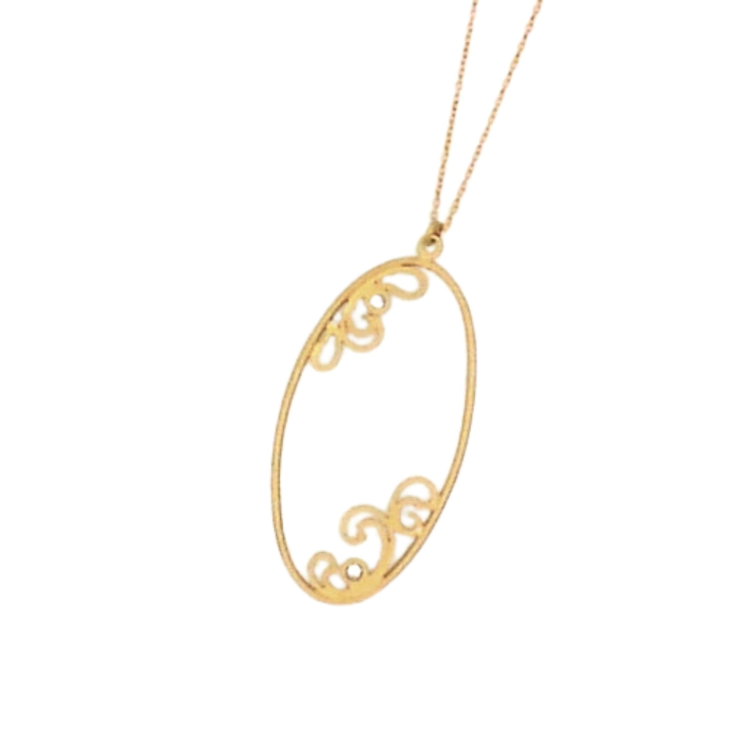 Yellow Gold Satin/Polish Diamond Swirl Pendant