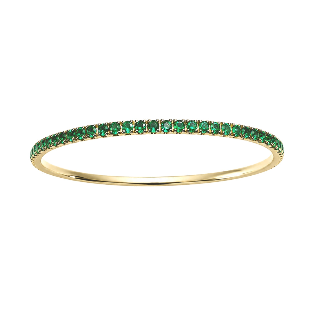 Yellow Gold Emerald Flexible Bangle Bracelet