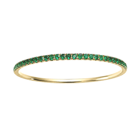 Yellow Gold Emerald Flexible Bangle Bracelet