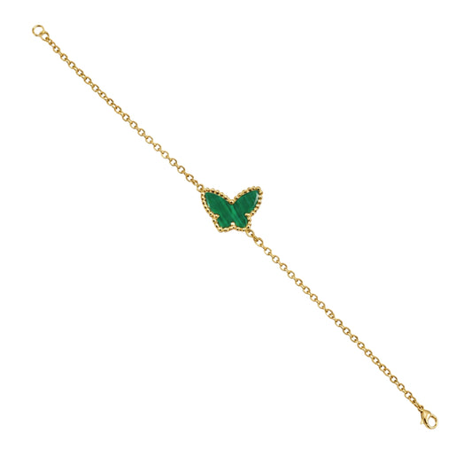 Yellow Gold Malachite Butterfly Bracelet