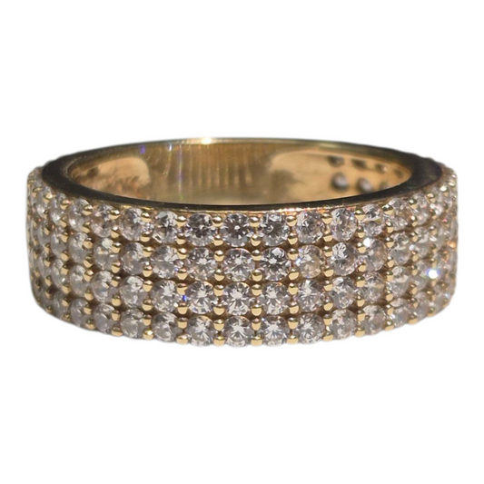 Yellow Gold 4 Row Cz Band