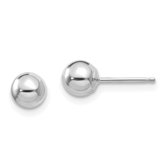 White Gold Polished Ball Post Earrings