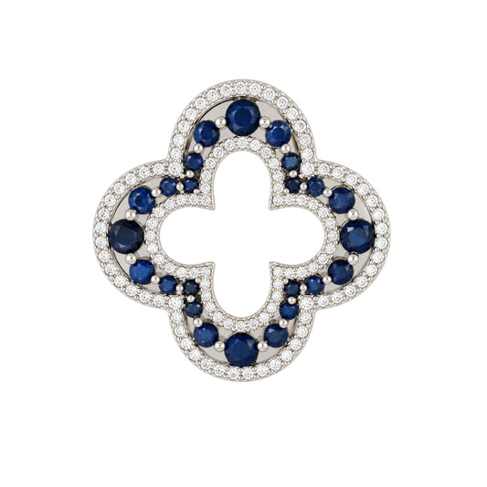 White Gold Round Ssapphire Drop Pendant