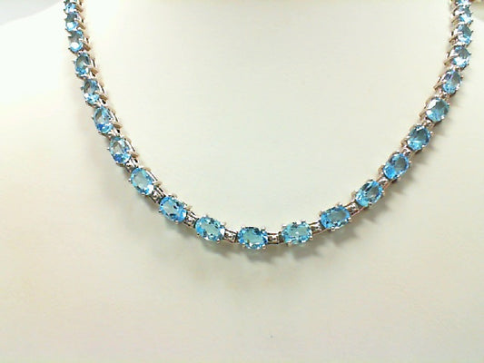 Vintage White Sterling Silver Blue Topaz Necklace