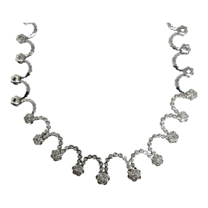 White Gold Round Diamond Scallop Collar Necklace