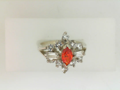 Vintage Sterling Silver Chape Orange Cz Ring