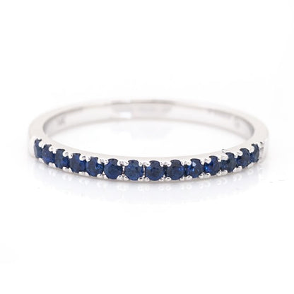 White Gold Round Sapphire Stacking Band