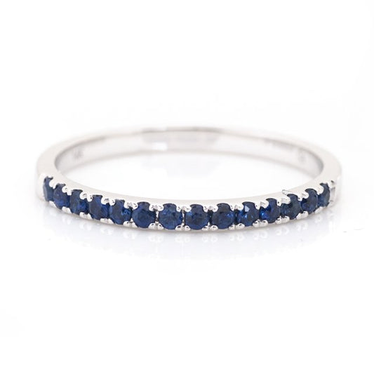 White Gold Round Sapphire Stacking Band