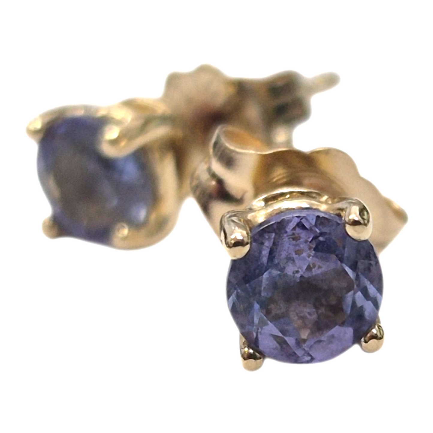 Yellow Gold Round Tanzanite Studs