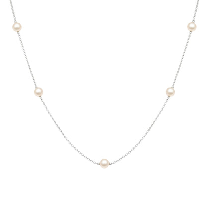 16In White Gold Pearl Tin Cup Necklace