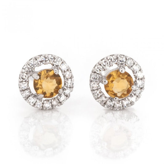 November Birthstone Citrine and Diamond Earrings