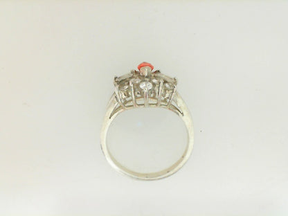 Vintage Sterling Silver Chape Orange Cz Ring