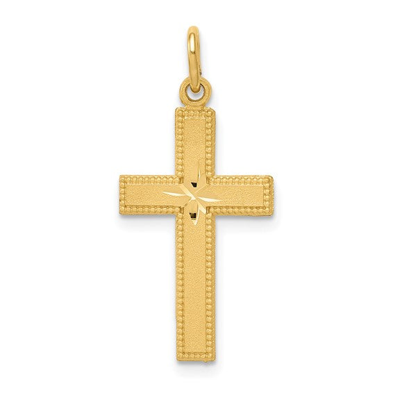 Yellow Gold Satin/Polish Finish Cross Charm