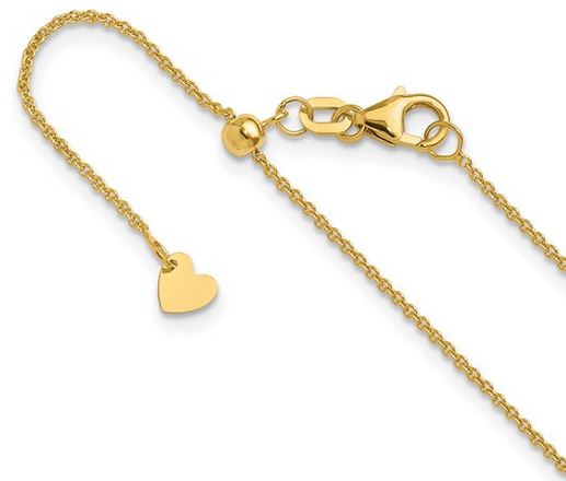 Yellow Gold Adjustable Round Cable Chain