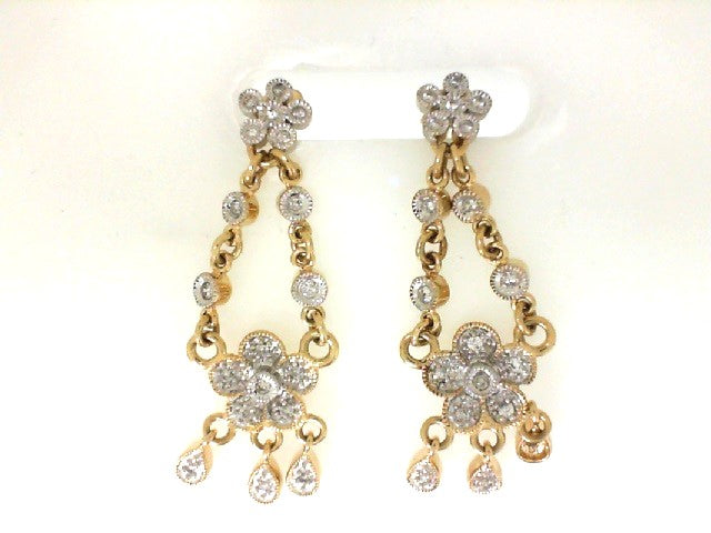 Two Tone Floral Chandelier Earrings