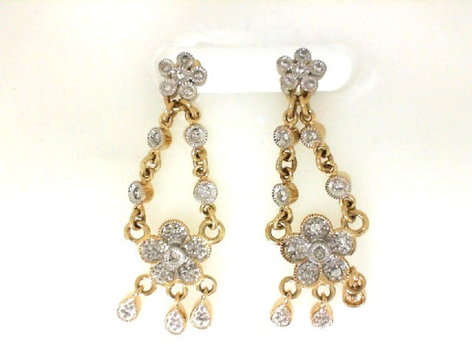 Two Tone Floral Chandelier Earrings