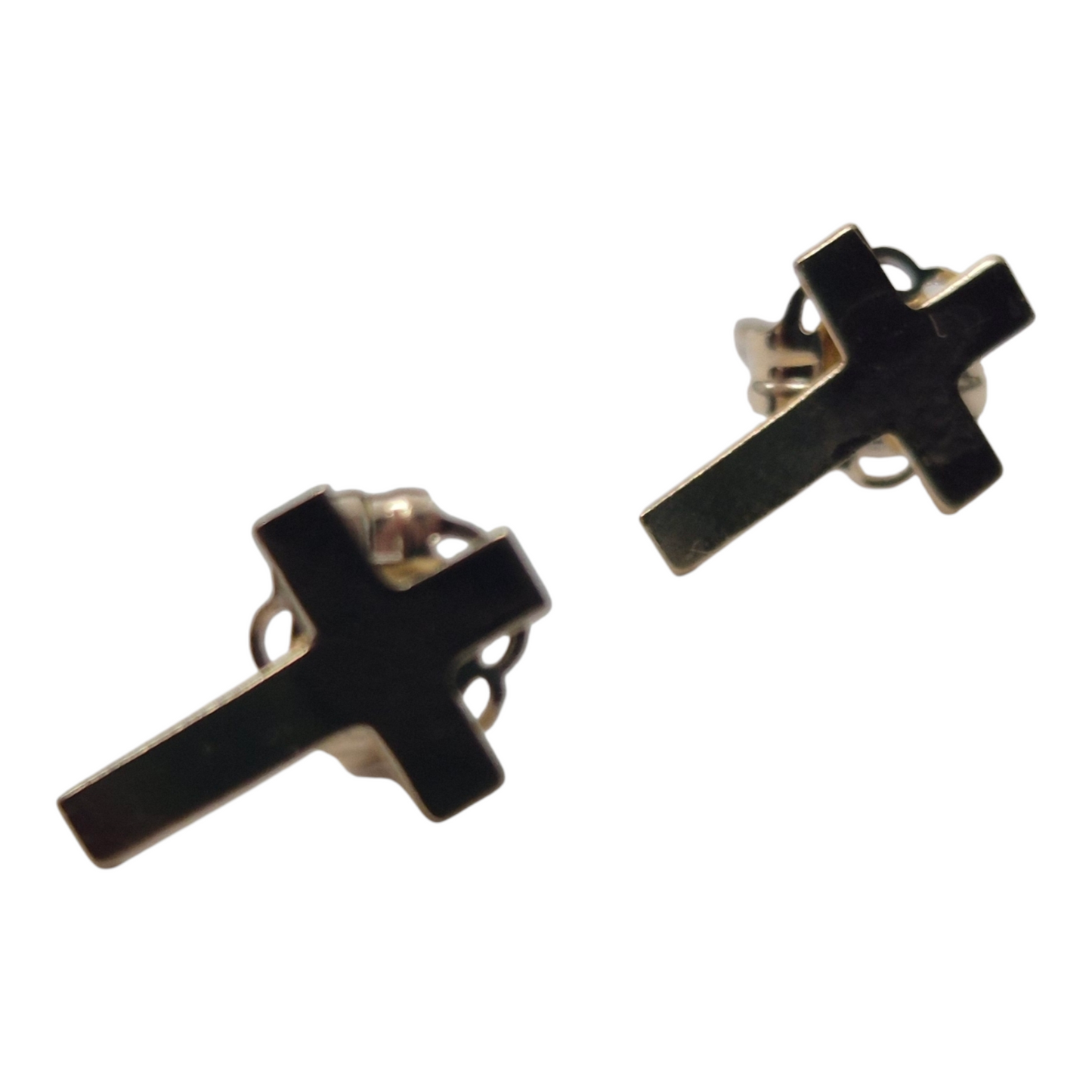 Yellow Gold Cross Studs with Friction Backs