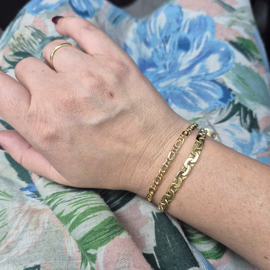 Yellow Gold Alternating Flat Cable Bracelet